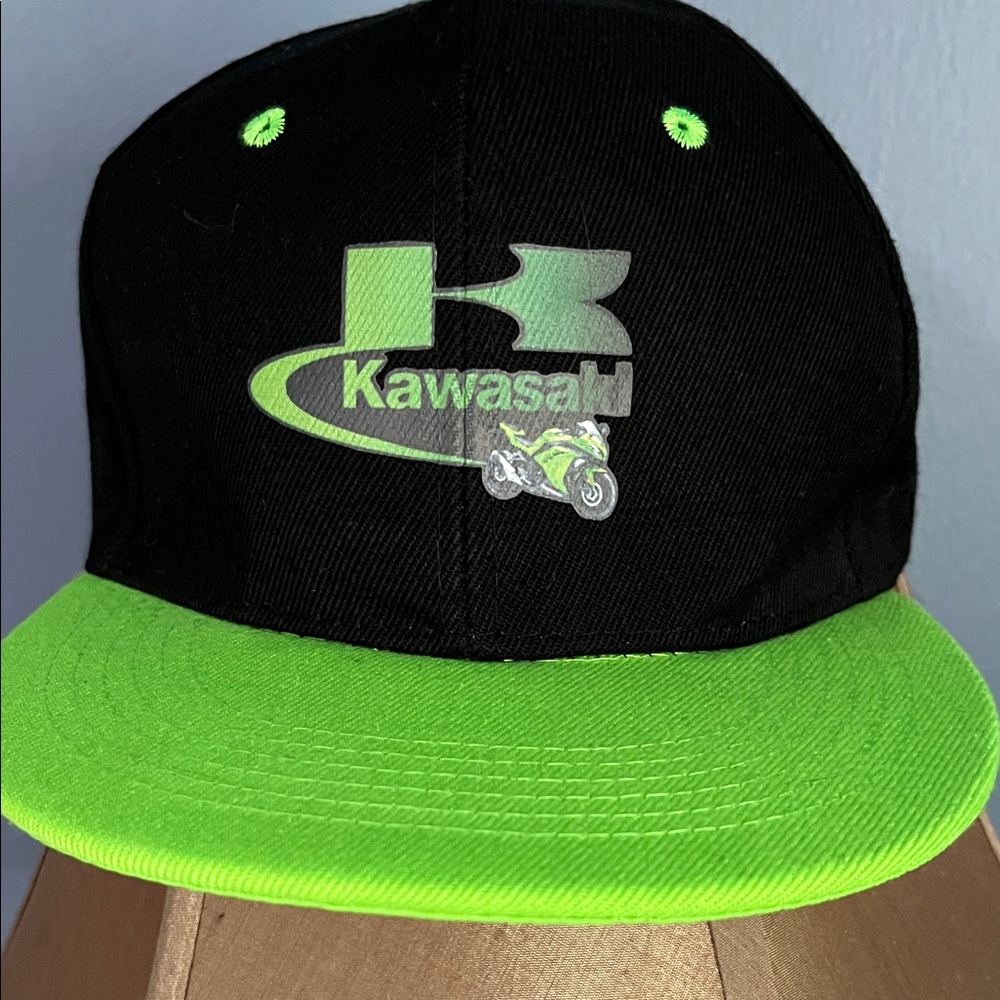 Kawasaki Black & Neon Green Snapback Hat